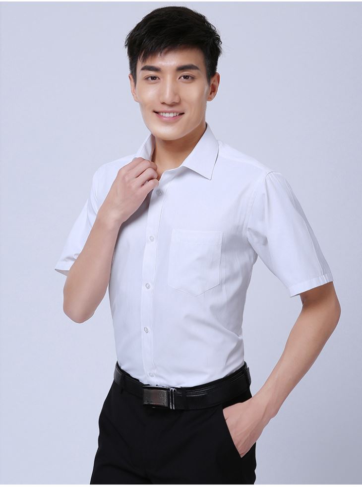 西青定制男士中袖衬衫 修身职业工作服